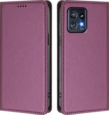 Image de Étui en cuir pour Motorola Edge 40 Pro / Edge+ 2023, étui à rabat magnétique en cuirPolyuréthaneavec support, violet