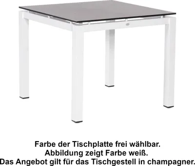 Produktbild von Sonnenpartner Gartentisch Base 90x90 cm Aluminium champagner Tischsystem mit wählbarer Tischplatte HPL oder Teak