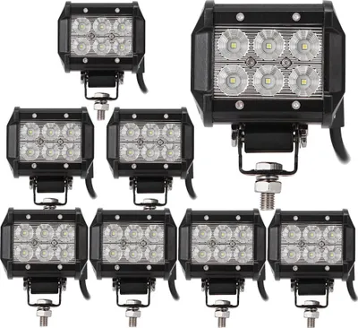 Produktbild von Greenmigo 8X 18W LED 1800LM 6000K 12V 24V Arbeitslicht Offroad Flutlicht Reflektor Scheinwerfer IP67 Arbeitsscheinwerfer