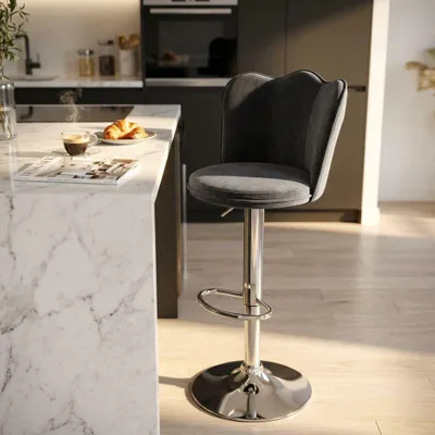 Immagine prodotto di Milani Home - sgabello moderno in velluto di design moderno industrial - Grigio