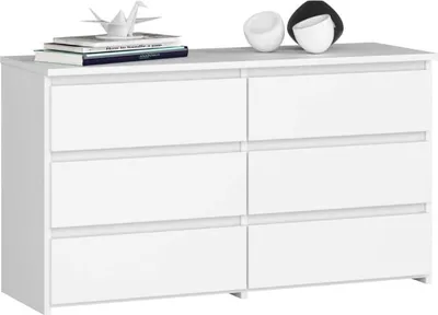 Zdjęcie produktu dla BDW, komoda biała, 100×77,5 cm z 6 szufladami do salonu, sypialni, COCO