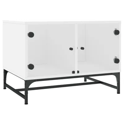Produktbild von Couchtisch mit Glastüren Weiß 68,5x50x50 cm