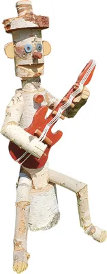 Obrázok produktu pre Drevená figúrka do záhrady breza 55 cm gitarista