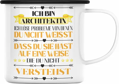 Produktbild von Trendation - Architektin Geschenk Emaille Tasse Emaille Emaille Tasse für Architektin Frauen Spruch (Schwarz)