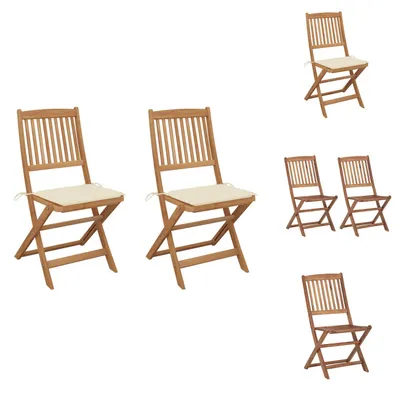 Image de vidaXL Chaises de jardin pliantes 2 pcs. avec coussin en bois massif d'acacia - Chaises de jardin