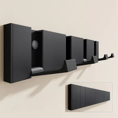 Produktbild von doporro Garderobenhaken Wand Moderne Wandgarderoben aus Aluminium Garderobenleiste klappbar kleiderhaken mit 4 Beweglichen Haken Wandhaken Schwarz