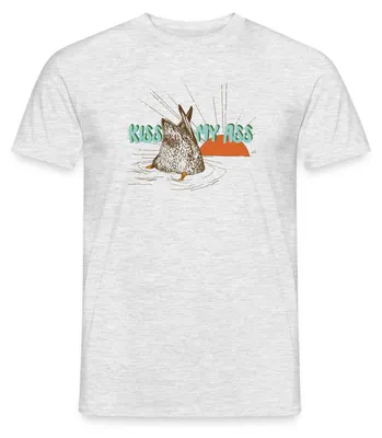 Produktbild von Spreadshirt Kiss My Ass | Freche Ente Humor Männer T-Shirt, XXL, Grau meliert