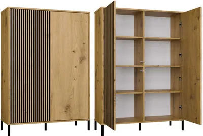 Obrázok produktu pre Vitrína KAMARO 2DD SLIM/SMOOTH – Moderný dizajn s 2 dverami | Farba: Artisan dub