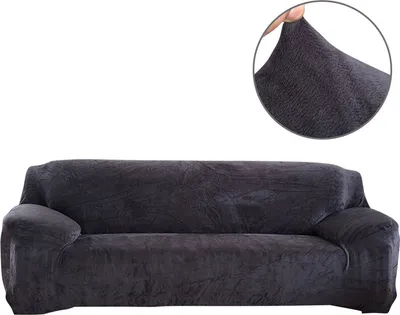 Produktbild von (4-Sitzer, dunkelgrau) Sofabezüge aus Stretch-Samt, rutschfeste Sofabezüge, Couchbezüge, elastischer Möbelschutz