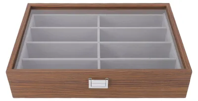 Produktbild von Sonnenbrillen-Aufbewahrungsbox mit 8 Fächern, Walnuss-Maserung, Holz-Brillenbox, Organizer, Brillenhalter