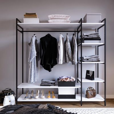 Skye Decor, Trend- Trend Gardırop Sağ raflı L615LCV, Weiß, Kleiderschränke, 180x180x40 cm, 100% Melaminbeschichtete Partikelplatte