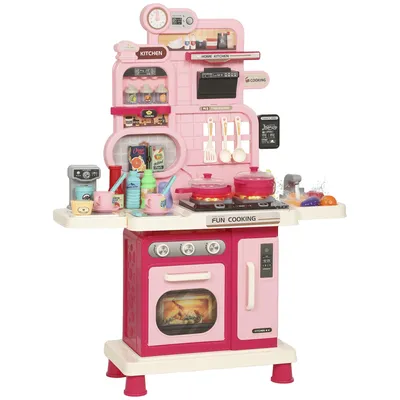 Produktbild von 33-teiliges Kinderküchen-Set, Kinderküche Spielküche mit Licht und Sound, Spielküche mit Stauraum, Spüle, Herd und Backofen, für Kinder von 3–6 Jahren