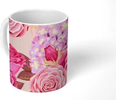 Produktbild von MuchoWow® Tasse Kaffeetasse Kaffeebecher 350 ml Blumen - Rosen - Rosa Teetasse - Fototasse - Becher - Keramikbecher - Teebecher - Kaffeetasse - Bürotasse