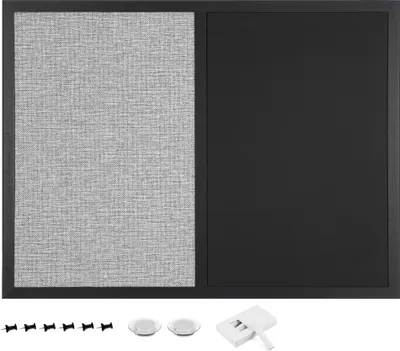 Produktbild von Navaris Kombitafel aus Pinnwand und  Magnettafel - Memoboard 60x45 cm mit magnetischer Kreidetafel und Stoff - Magnet Pinwand - inkl. Magnete Pins