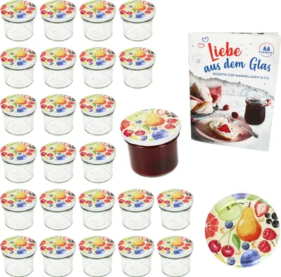 Zdjęcie produktu dla zestaw 25 słoików do przetworów o pojemności 125 ml TO66 komiksowa pokrywka na owoce cukier diamentowy przepis