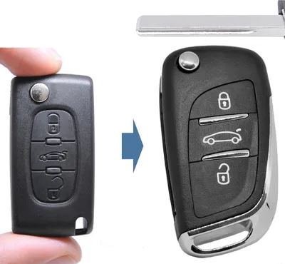 Produktbild von Klapp Schlüssel UMBAU Gehäuse Fernbedienung 3 Tasten HU83 Rohling kompatibel mit Citroen/Peugeot/FIAT