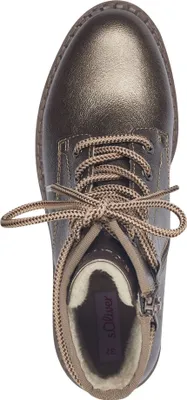 Produktbild von s.Oliver Damen Stiefelette schaftumspielende Schnürung Profilsohle 5-25213-41, Größe:38 EU, Farbe:Gold