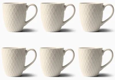 Mokken-Set 6 x 400 ml – Kaffeebecher, Teetassen, Keramik, cremeweiß