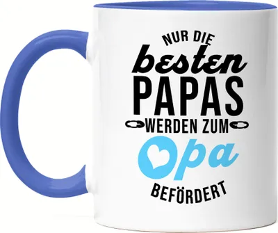 Produktbild von Nur Die Besten Papas Werden Zum Opa Befördert Tasse Blau Geschenk Ankündigung Schwangerschaft Enkelkinder
