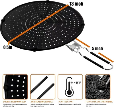 Produktbild von Silikon Spritzschutz fš¹r Bratpfanne,32 CM Faltbares Spritzschutz aus Silikon,Universeller, zusammenklappbarer Pfannenspritzschutz, lebensmittelechtes Silikon, geeignet zum Kochen und Braten