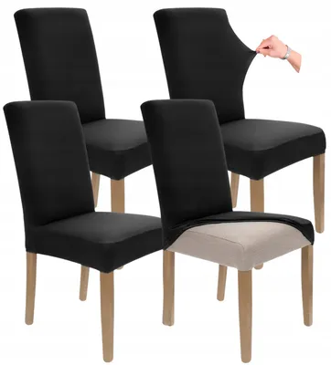 Produktbild von Stuhlhusse 4er Pack - Schwarz - Universal - Stretch - Bezug für Stühle - Elasthan