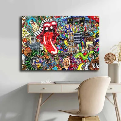 Produktbild von Wallity, 70100POP-009, Dekorative Leinwandmalerei, Mehrfarbig, 100 % LEINWAND, 70 x 100 cm