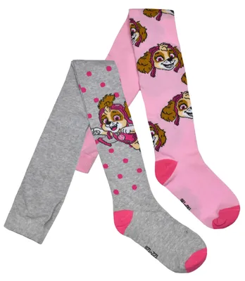 Produktbild von Paw Patrol Strumpfhose für Mädchen - Skye Kinder Strickstrumpfhose Kinderstrumpfhose Rosa/Grau (2er Pack) 31-34