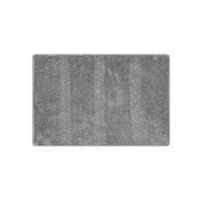 Produktbild von Badezimmer Teppich 60x40 cm Badematte Badvorleger Grau Streifen WC Bad Duschvorleger Baumwolle Badteppich Badläufer Badezimmermatte Duschvorlage Waschbar
