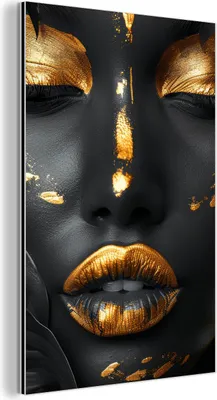 Produktbild von MuchoWow Wanddekoration Metall Metallbild Wandkunst 100x150 cm Frau - Gold - Natur - Porträt - Modern MuchoWow Aluminium Gemälde - Bild