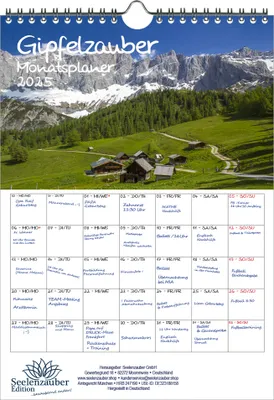 Produktbild von Gipfelzauber Planer DIN A4 Kalender für 2025 Berge und Gipfel - Seelenzauber
