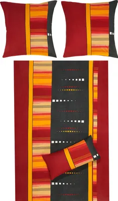 Produktbild von Erwin Müller Bettwäsche rot-gelb-anthrazit 1x 155x200 cm + 1x 80x80 cm