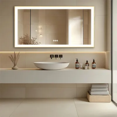 Produktbild von LED-Badezimmerspiegel – Badezimmerspiegel – Wandspiegel – Schminkspiegel – Spiegel für das Badezimmer – 100x60 cm