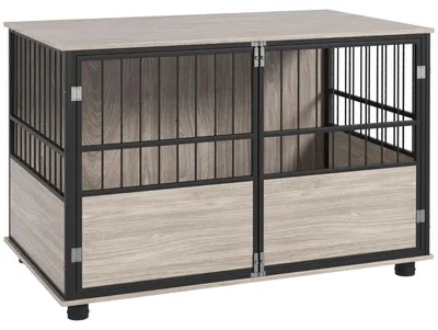 Obrázek produktu pro Klec pro velké psy – 3 dveře | Barva: černá/béžová | Rozměry: 60 x 100 x 68 cm