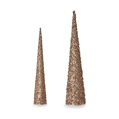 Obrázek produktu pro Dekorace Vánoční kužel flitry 9,5 x 60 x 9,5 cm 8,5 x 8,5 x 40 cm Zlatá bronzová