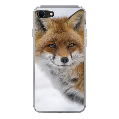 Produktbild von MuchoWow® Handyhülle Schutzhülle Hülle für iPhone SE 2020 Fuchs - Porträt - Schnee Silikon Softcase Handy Hülle - Kartenbesitzer