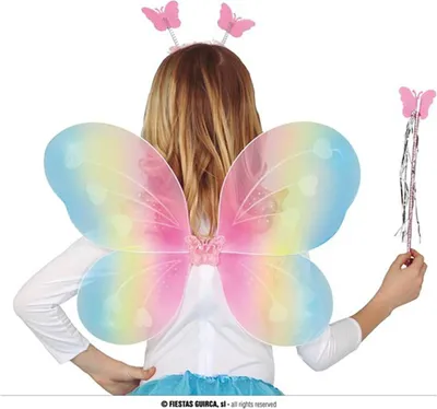 Produktbild von Fee Karneval Flügel Haarreif Magic Wand Märchen Feenzauber Kostümspiel World Book Day, Farbe: Mehrfarbig