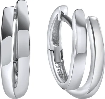 Produktbild von V Klappcreolen 925/- Sterling Silber 1,5cm weiß 025210106