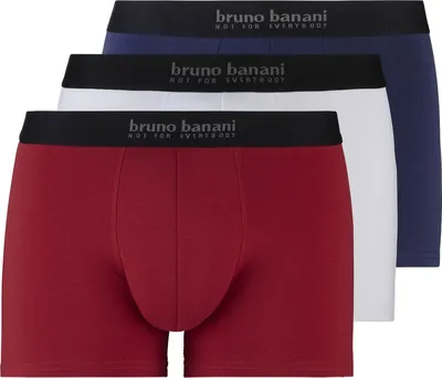 Produktbild von Bruno Banani Trunk 3-Pack eng anliegende Boxershorts Energie Baumwolle mit superweichen Webbund und Logo Schriftzug