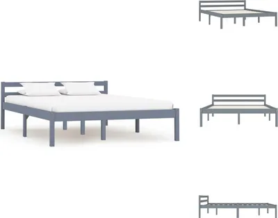 Produktbild von vidaXL Massivholzbett Grau Kiefer 140x200 cm - Betten & Bettgestelle