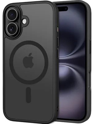 Immagine prodotto di Custodia per iPhone 16 Plus con protezione per la fotocamera, compatibile con MagSafe, resistente agli urti, antigraffio, trasparente, colore nero