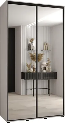 Produktbild von MEBLE KRYSPOL Davos 2 Schrank, zwei Türen - 235,2x130x60 cm - Weiß Weiß Schwarz