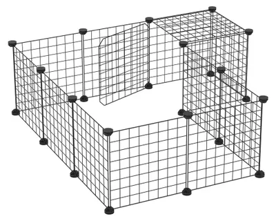 Produktbild von Kleintiergehege, Welpenlaufstall, modularer DIY-Tierzaun, 105 x 105 x 70 cm, schwarz