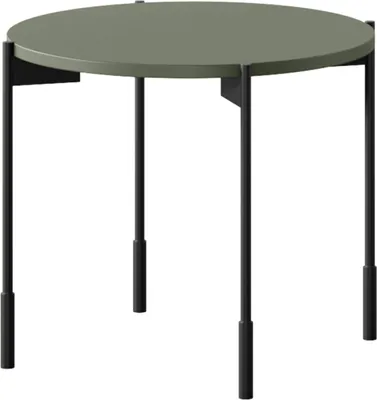 Obrázek produktu pro Sonatia Kulatý konferenční stolek 45 cm s kovovými nohami | Barva: olivová | Rozměry: 49 x 40 x 49 cm