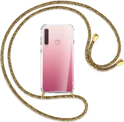 Produktbild von Handykette Backcover-Schutzhülle mit Band (Metall goldfarben) für Samsung Galaxy A9 2018 - braun+beige