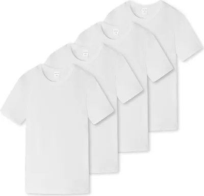 Produktbild von Schiesser 4er Pack Teens Boys 95/5 Organic Baumwolle Unterhemd / Shirt Kurzarm Mit rundem Halsausschnitt, Unifarbenes Design, Elastische Single-Jersey-Qualität