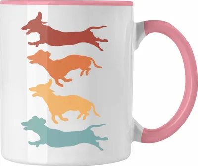 Produktbild von Trendation - Dackel Grafik Tasse Geschenk für Dackel-Besiterin Frauchen Herrchen Geschenkidee Kaffee-Becher (Rosa)