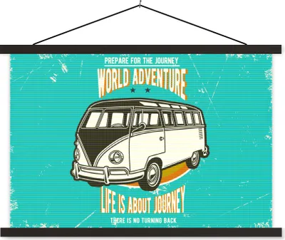 Produktbild von MuchoWow® Textilposter Oldtimer - Oldtimer - Auto 60x40 cm mit schwarzem Rahmen - Hölzernes