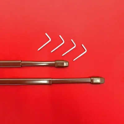 Produktbild von Vitragestangen 2er Pack inkl. Klebehaken - Breite 80 - 120 cm ausziehbar 11 mm Höhe - silber-matt / chrome-matt