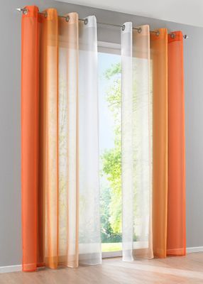 2er Pack Gardinen Vertikal Farbverlauf Druck Transparent »Modena« mit Ösen und Raffhalter, Vorhang, Dekoschal HxB 145x140 cm Orangetöne 10000183