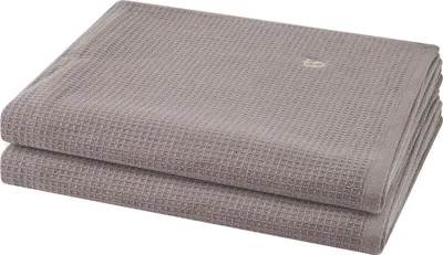 Produktbild von Ross Pique 2 X Duschtuch im Set Piqué Frottier aus Baumwolle 520 g/m², Saugstark weich pflegeleicht trocknergeeignet, Gewebte Bordüre mit gesticktem Emblem